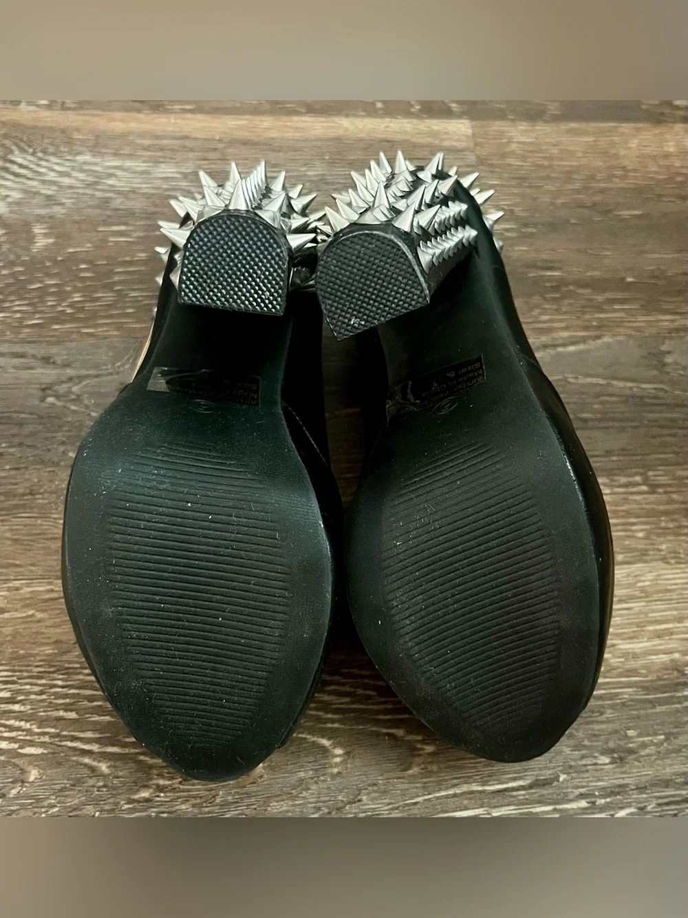 Brand New Wild Diva Black Spiked Platform Heels Size 5